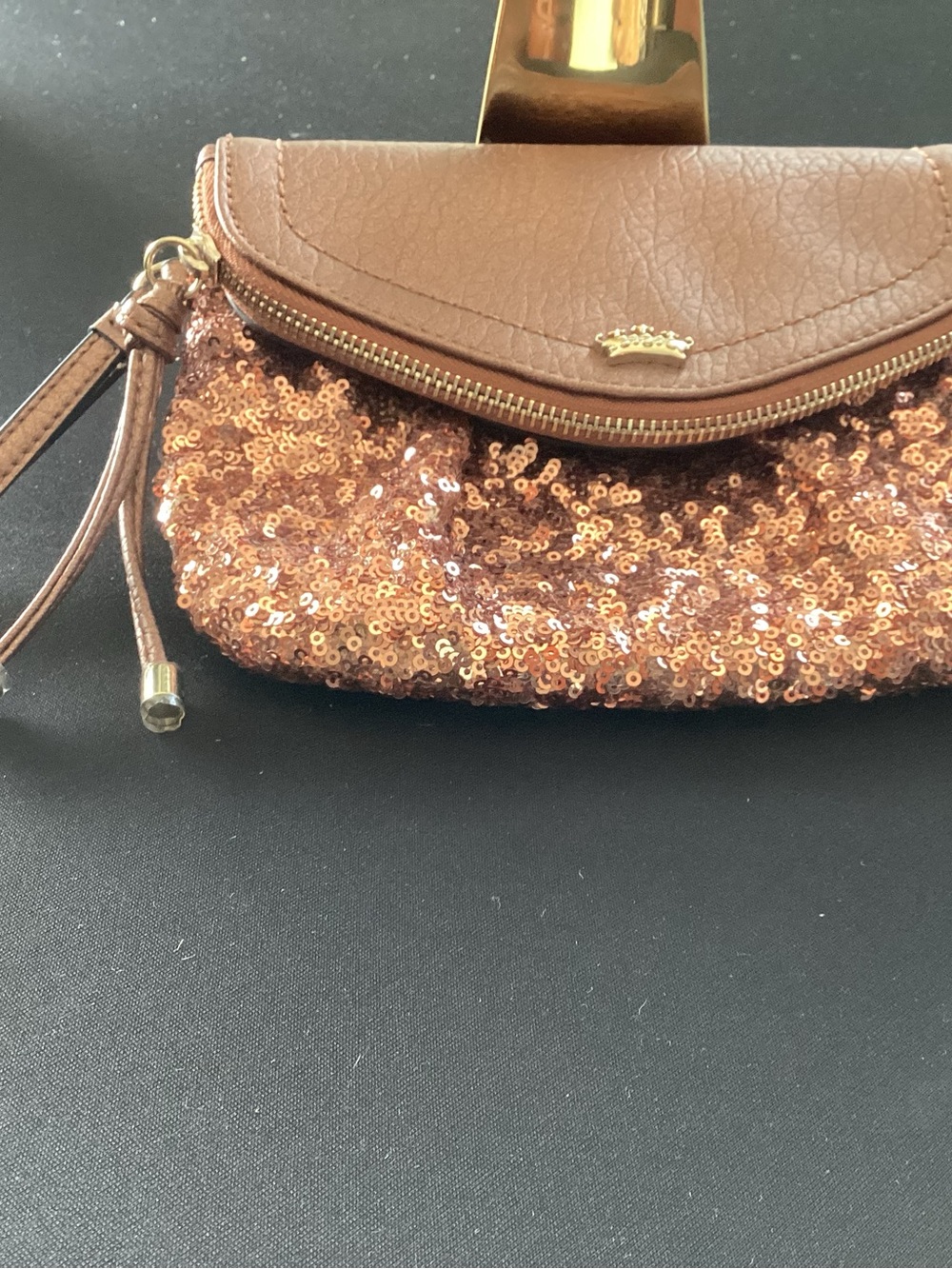 Juicy Couture Brown Sequin Wristlet Clutch